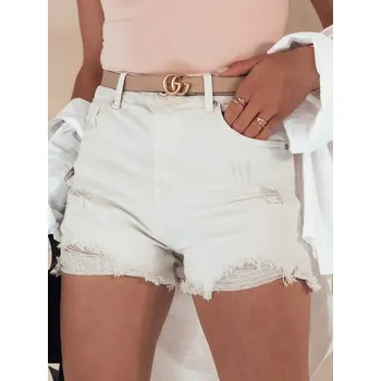 Dámské kraťasy Dstreet Dámské světle béžové džínové kraťasy Popglam