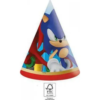 Hračka pro nejmenší Amscan Čepičky papírové EKO - Sonic, 6 ks