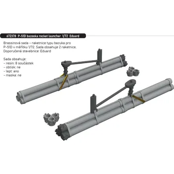 Plastikový model Eduard 1/72 P-51D bazooka rocket launcher (EDUARD)