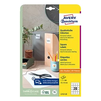 Samolepící etiketa Etikety na QR kódy 45 x 45 mm, 25 listů A4 L7121-25