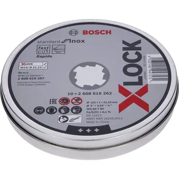 Řezný kotouč BOSCH X-LOCK Standard for Inox Plochý řezný kotouč, 115×1×22,23 mm, 10ks 2608619266 free_store_pickup