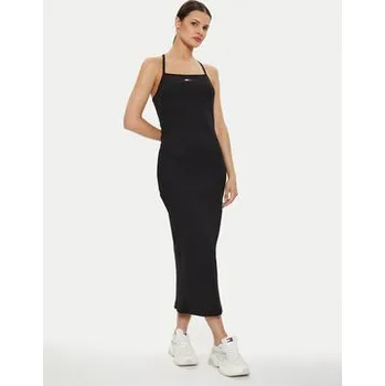 Dámské šaty Tommy Jeans Letní šaty Badge DW0DW18579 Černá Slim Fit XXS