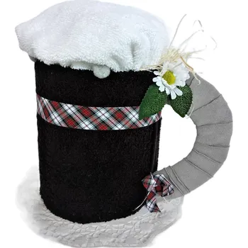 Veratex Textilní dort velké černé Pivo (ručník 50x100 + ručník 30x30cm)