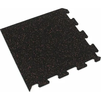Černo-červená gumová modulová puzzle dlažba (roh) FLOMA FitFlo SF1050 - 47,8 x 47,8 x 0,8 cm