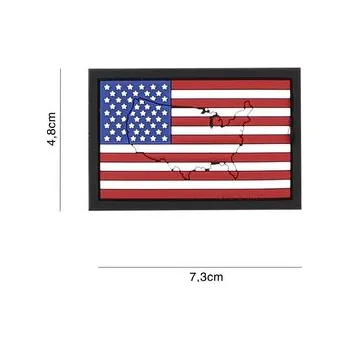 Gumová nášivka 101 Inc vlajka USA s obrysem - barevná