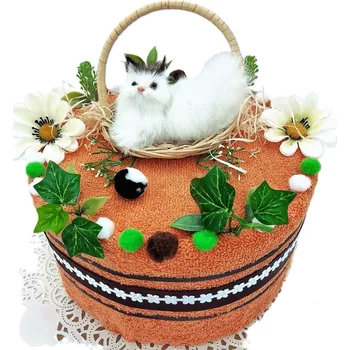 Veratex Textilní dort kočička (1ks osuška 70x140cm + 1ks ručník 30x50cm)