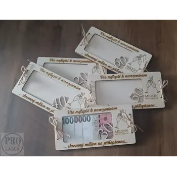 Dřevěné přání milion s číslem