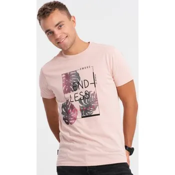 Pánské oblečení Pánské tričko s potiskem PALE ROSE světle růžové