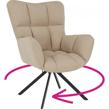 Křeslo Designové otočné křeslo KOMODO, béžová/černý kov