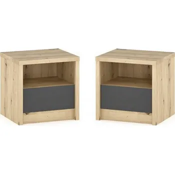 Noční stolek Noční stolek DOMINIKA dub artisan/šedý (2 ks)