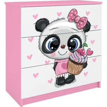 Komoda Dětská komoda BABYDREAMS Panda růžová