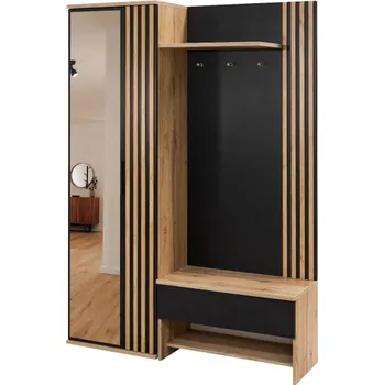 Předsíňová stěna ArtStol Předsíň MILO 140 s lamelami | černá/dub wotan