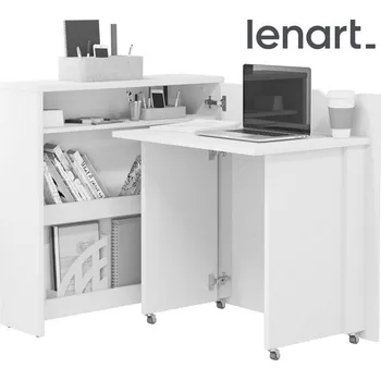 Psací stůl Rozkládací psací stůl REBECCA pravý, bílý lesk