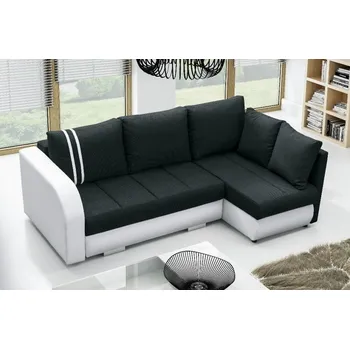 Sedací souprava Falco Rohová sedací souprava Citizen, rozkládací s úložným prostorem, pravá, černá Inari 100/bílá Eko