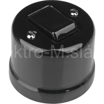 vypínač VINTAGE vypínač 7 černá křížová nástěnná klapka keramika K1-R140QM