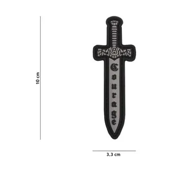 Nášivka Gumová nášivka 101 Inc nápis Courage - šedá