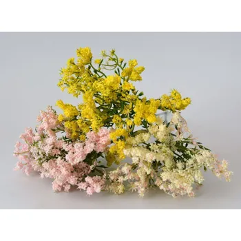 umělá květina Přízdoba - větvička s drobnými květy - ŽLUTÁ