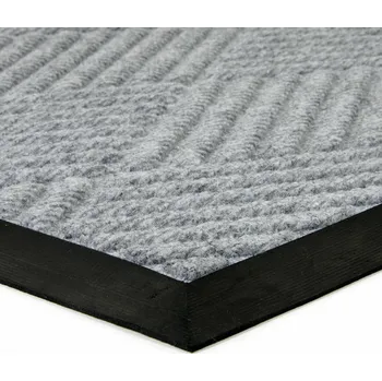 Rohožka Šedá textilní gumová vstupní rohož FLOMA Crossing Lines - délka 90 cm, šířka 150 cm, výška 1 cm