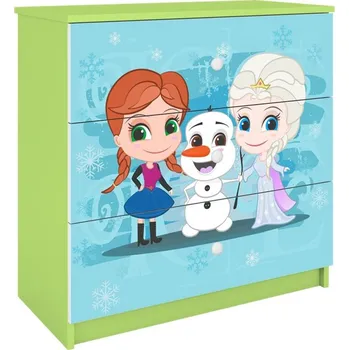 Komoda Dětská komoda BABYDREAMS Ledové království zelená
