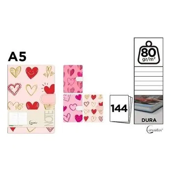 Set školních potřeb Notatnik A5/144K z zamknięciem na magnes serduszka