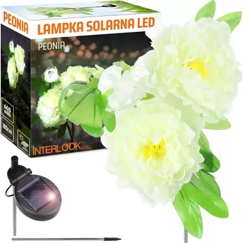 Dekorativní svítidlo Interlook FLD-10-BÍLÁ | Solární zahradní lampa LED Pivoňka bílá | 80 cm, 600 mAh
