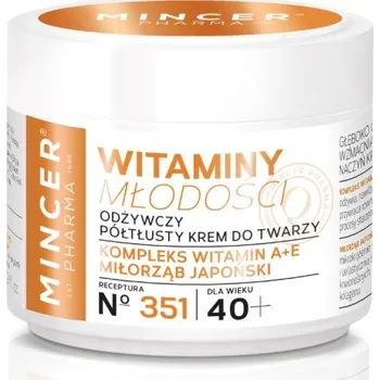 Pleťový krém Mincer Pharma, Vitamíny mládí 40+ výživný polotučný krém na obličej č. 351 50ml