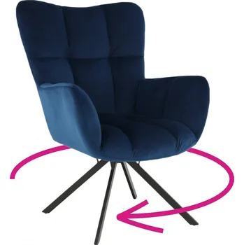 Křeslo Designové otočné křeslo KOMODO, modrá Velvet/černý kov