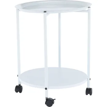 Konferenční stolek Příruční stolek s odkládací tácem, bílá, Derin