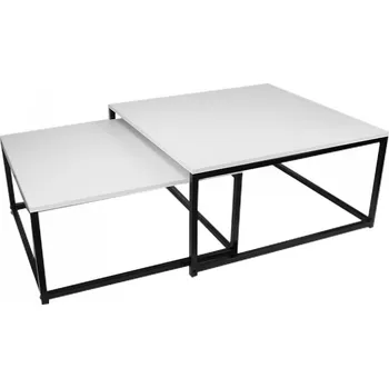 Konferenční stolek Set 2 ks konferenčních stolků KASTLER NEW TYP 1, bílá mat/černý kov