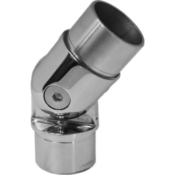 Nerezová nastavitelná spojka s kloubem (0°-90°) pro spojení dvou trubek ⌀42,4x2mm, AISI304, leštěná