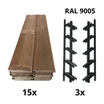 Zahradní stavba Samkit SET black - 1300*1500mm (15ks thermowood borovice desek a 3x samkit)