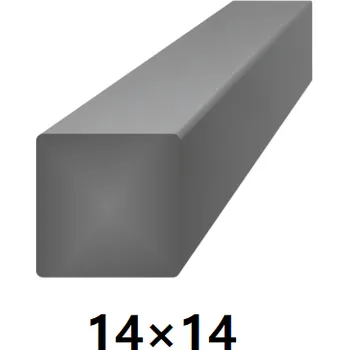 Závitová tyč Hranatá čtvercová plná ocelová tyč 14x14 mm (čtverhran), bez povrchové úpravy 6 m (J-S14x14-6)