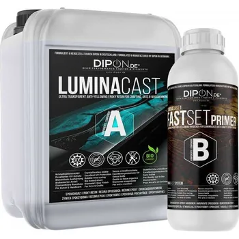 Průmyslové lepidlo DIPON LuminaCast 1 Fast Set Prime 3 kg - Nízko viskózní epoxidová pryskyřice, tloušťka 7 mm