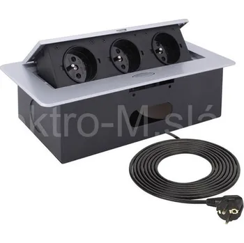 Elektrická zásuvka Výklopná zásuvka GB3PL 3x zásuvka stříbrná