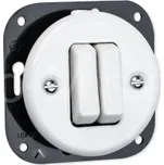 VINTAGE vypínač 5 dvojitá bílá bez rámečku klapka keramika kulatý K1-R210QX