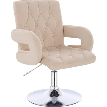 Křeslo Otočné křeslo Velen velur na stříbrném talíři - béžová