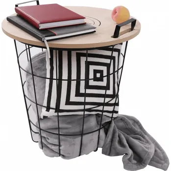 Konferenční stolek Kulatý odkládací stolek NANDO, přírodní /černý kov