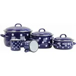 BELIS Smaltovaná sada nádobí 8-dílná II - PUNTÍK modrý
