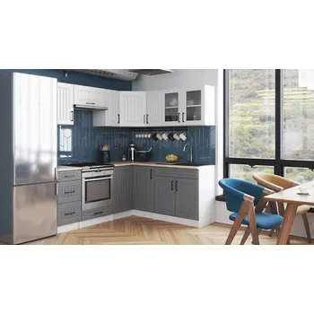 Falco Rohová kuchyňská linka ROMANA bílá/popel mat