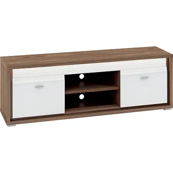 Televizní stolek DAFNE 11 -Televizní stolek 2D,lamino Ořech/ bílá lesk MDF/ lišta A- bílá riflovaná (ML) (Dallas11=3BALÍKY) ***MIMOŘÁDNÁ AKCE DO VYPRODÁNÍ ZÁSOB