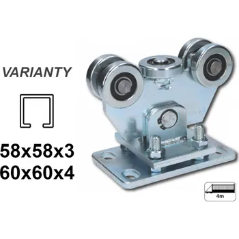 Pohon brány Vozík 5 rolí pro C-58x58x3mm nastavitelný-výškově nastavitelný