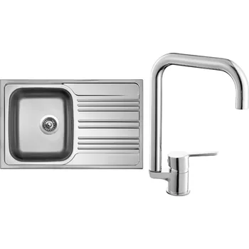 Kuchyňský dřez Set Sinks N50 (dřez Star 780 V 0,6 mm, matný + baterie Cornia Chrom - lesklý)