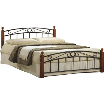 Postel Kovová postel DOLORES, 160x200, třešeň/černý kov