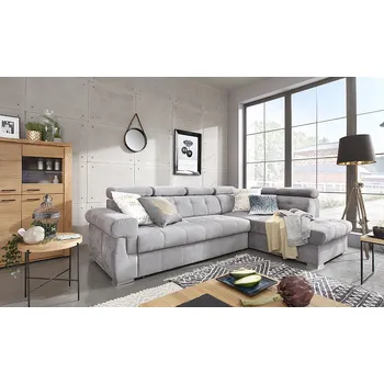 Sedací souprava ATLANTIDA - PRAVÁ - sedací souprava(ATLANTA) látka SVĚTLE ŠEDÁ - GUSTO 82 - celočalouněná i záda - kolekce "B" (K250)