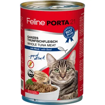 Krmivo pro kočku 6x400g Feline Porta 21 pro kočky - Tuňák s hovězím