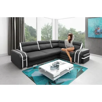 Sedací souprava Falco Rohová sedací souprava Avanti, rozkládací s úložným prostorem, pravá, černá Inari 100/bílá Soft 17