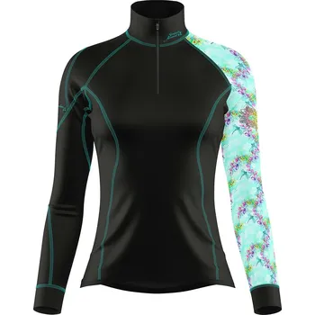 Dámské funkční triko dlouhý rukáv se zipem DRAGONFLY černá Bamboo Thermo - Azurová / XL