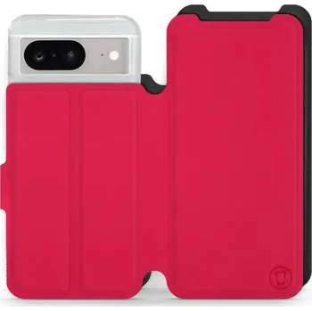 Pouzdro na mobilní telefon Flipové pouzdro Mobiwear Semiš - Google Pixel 8 - Rudé & Černé (Knížkové semišové flip pouzdro, obal, kryt na mobil Google Pixel 8 - Rudé & Černé, materiál semiš + TPU, ochrana 360°, stojánek, silikonová vanička, magnetické zavírání)