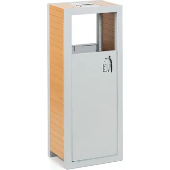 Venkovní odpadkový koš B2B Partner Odpadkový koš s popelníkem, 48 l, šedý / imitace dřeva