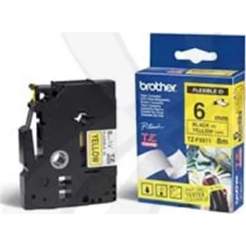 Tiskárna BROTHER TZEFX611 6mm ČERNÁ NA ŽLUTÉ FLEXIBILNÍ ID